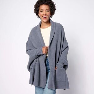 NEW Barefoot Dreams CozyChic Ultra Lite Blanket Wrap Open Cocoon Cardigan